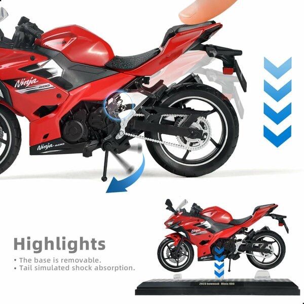 Коллекционная модель мотоцикла CCA 1:12 Kawasaki Ninja 400 (Red) Красный