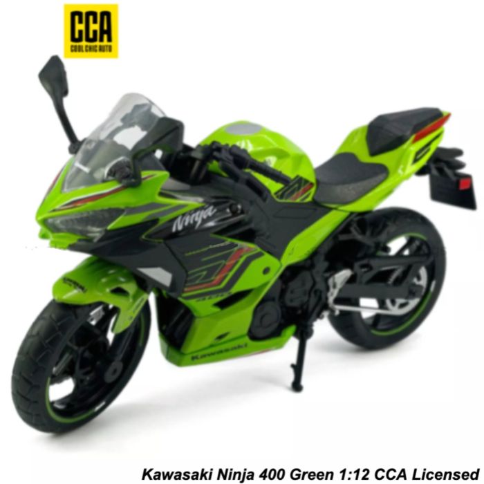 Масштабная модель Kawasaki Ninja 400 (2023) Green 1:12 CCA Licensed Diecast Model