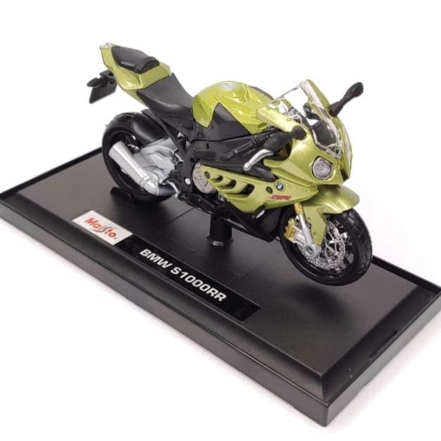Коллекционная модель мотоцикла BMW S1000RR - Масштаб 1:18 (Maisto Special Edition) золотисто-зеленый металлик