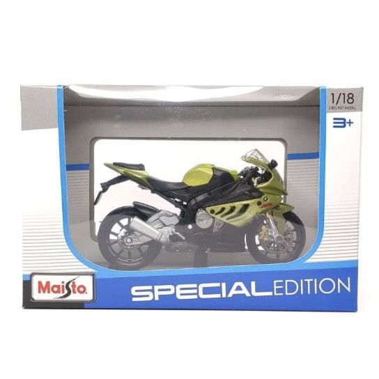Коллекционная модель мотоцикла BMW S1000RR - Масштаб 1:18 (Maisto Special Edition) золотисто-зеленый металлик