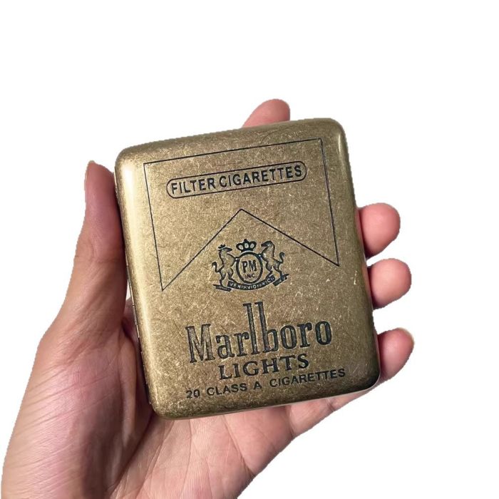 Футляр металлический Gvipaи "Marlboro Lights" на 20 сигарет (под бронзу)