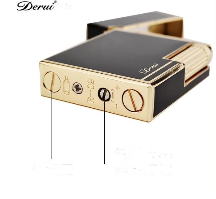 Элитная газовая зажигалка Derui R-09 Classic Black & Gold с фирменным кликом