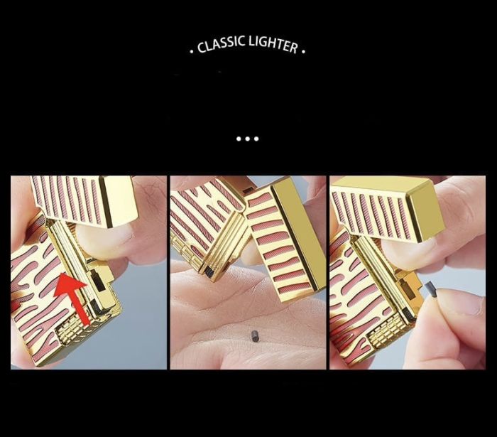 Элегантная газовая зажигалка Classic Lighter с фирменным кликом (Black/Gold)