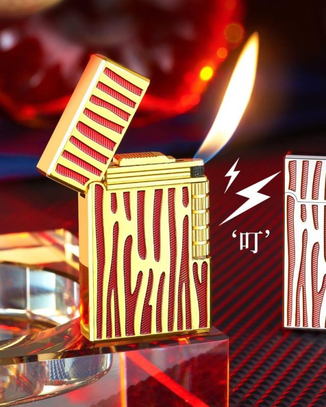 Элегантная газовая зажигалка Classic Lighter с фирменным кликом (Red/Gold)